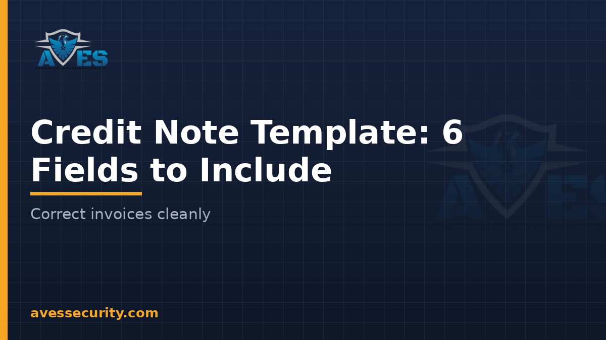 Credit note template title card: 6 fields to include